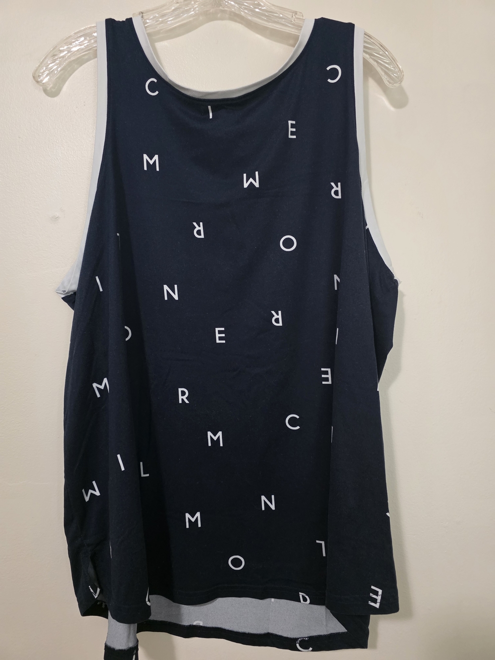Nicole Miller Navy and White Letter-Print Tank Top